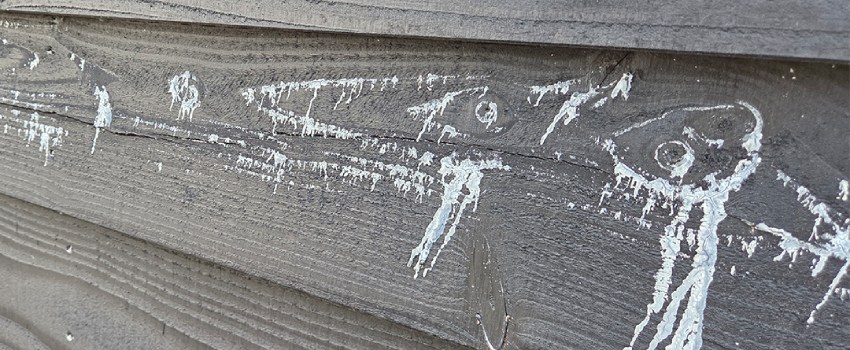 Harsvlek op zwart gebeitst hout