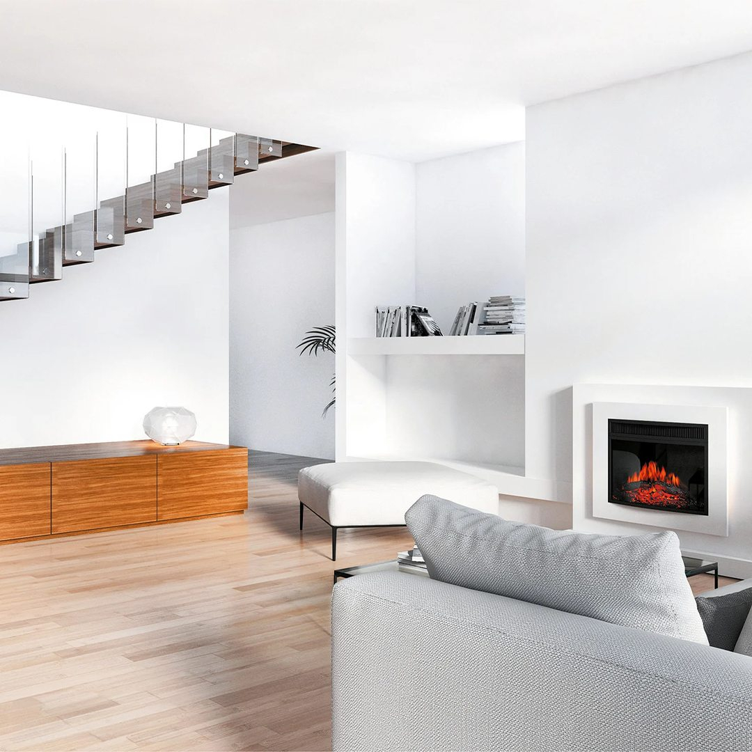 Een huiskamer met witte muurverf over behang Een huiskamer met witte muurverf over behang