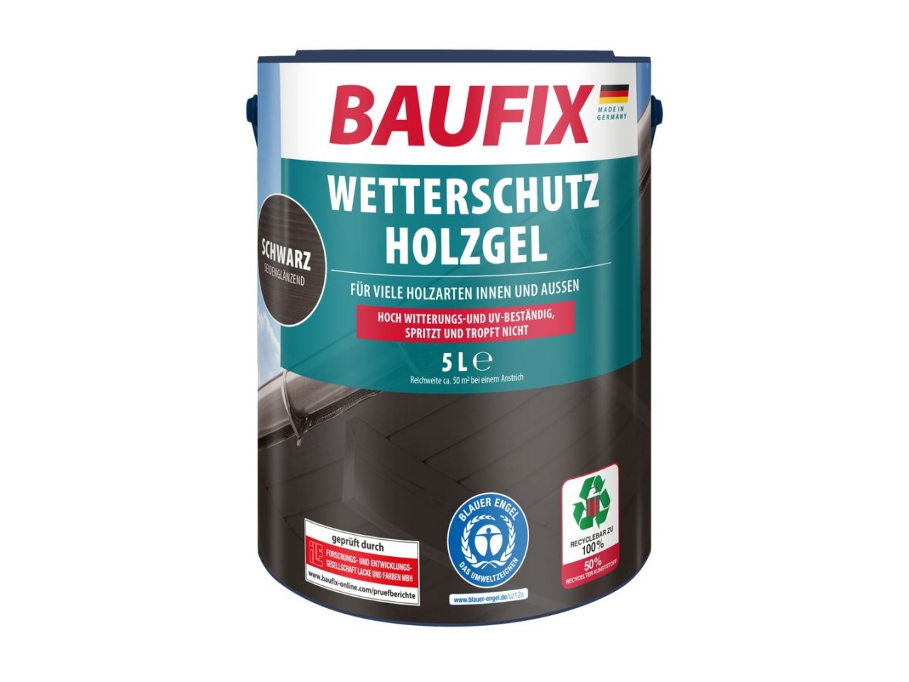 Houtbeschermende Gel- Beits gitzwart 5 Liter