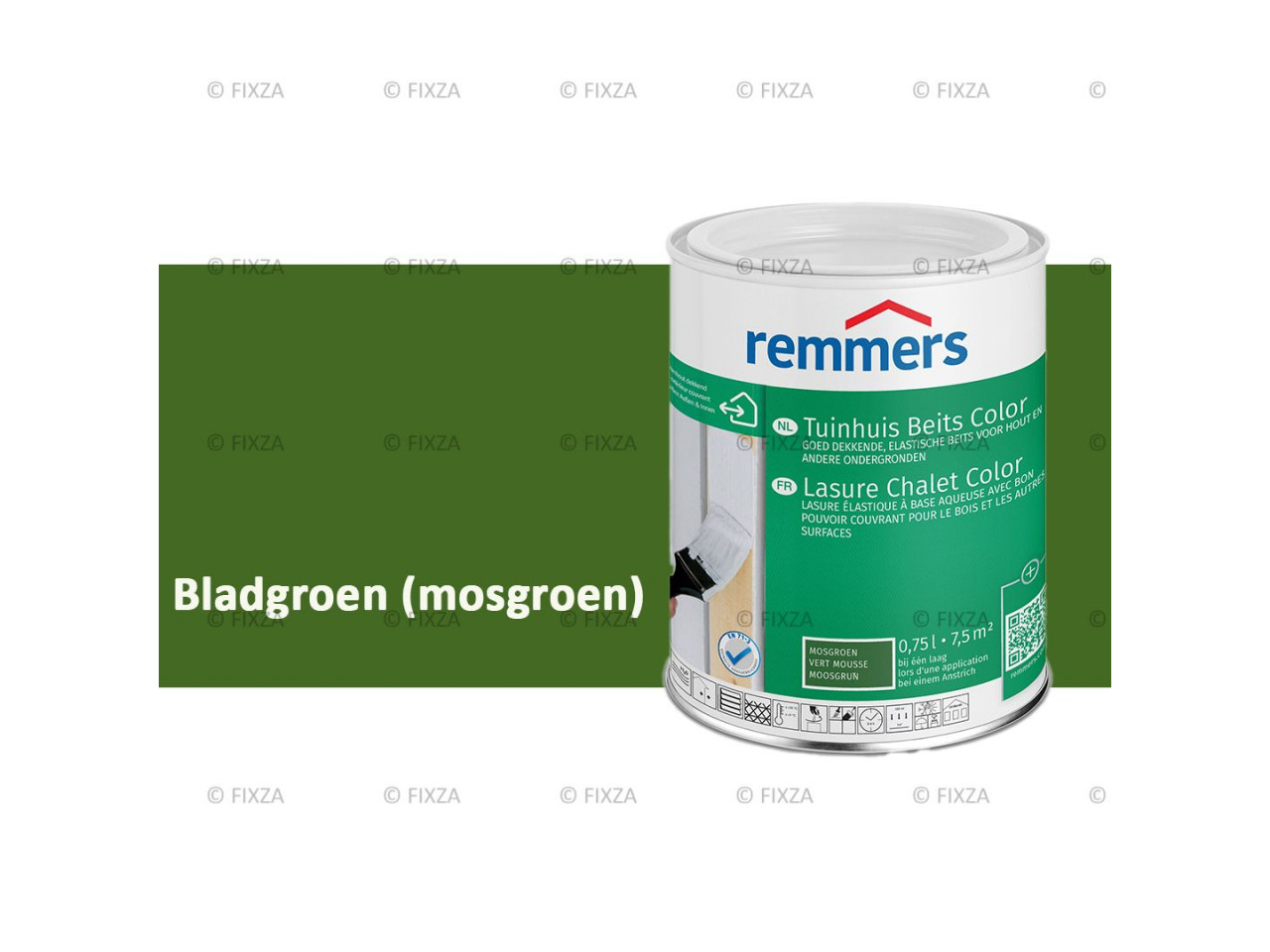 fixza-remmers-tuinhuis-beits-color-ral- Bladgroen- (mosgroen)-0,75liter