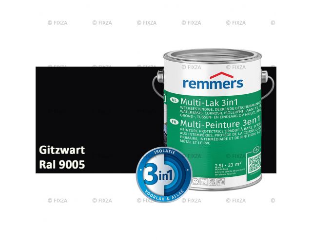 Multi- Lak 3in1 RAL 9005 Gitzwart - lakverf voor Hout, Metaal en Kunststof