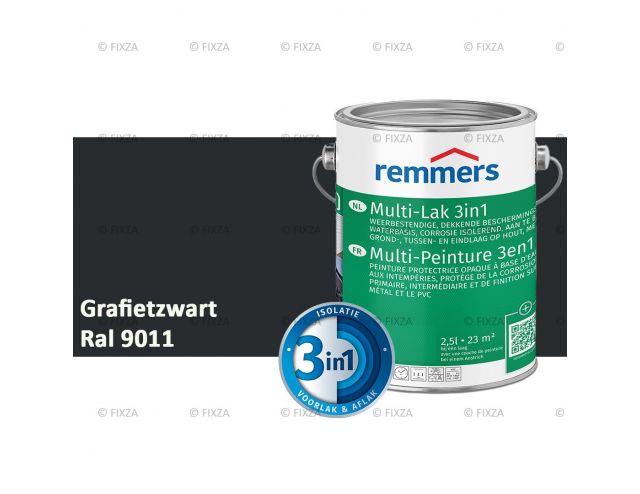 Multi- Lak 3in1 RAL 9011 Grafietzwart - lakverf voor Hout, Metaal en Kunststof