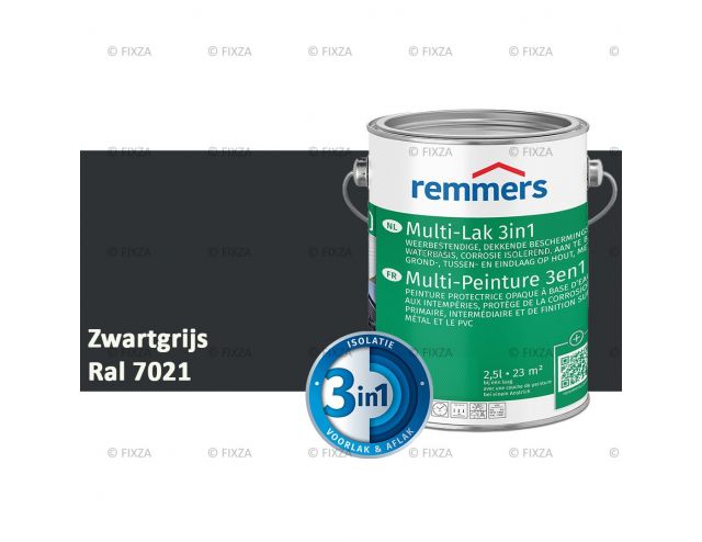 Multi- Lak 3in1 RAL 7021 Zwartgrijs - lakverf voor Hout, Metaal en Kunststof