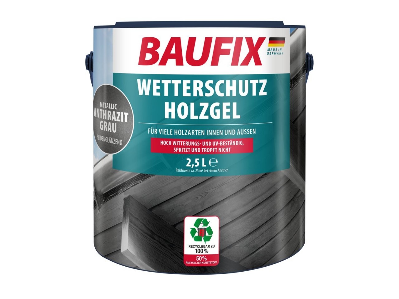 Houtbeschermende Gel- Beits antraciet grijs Metallic 2,5 Liter