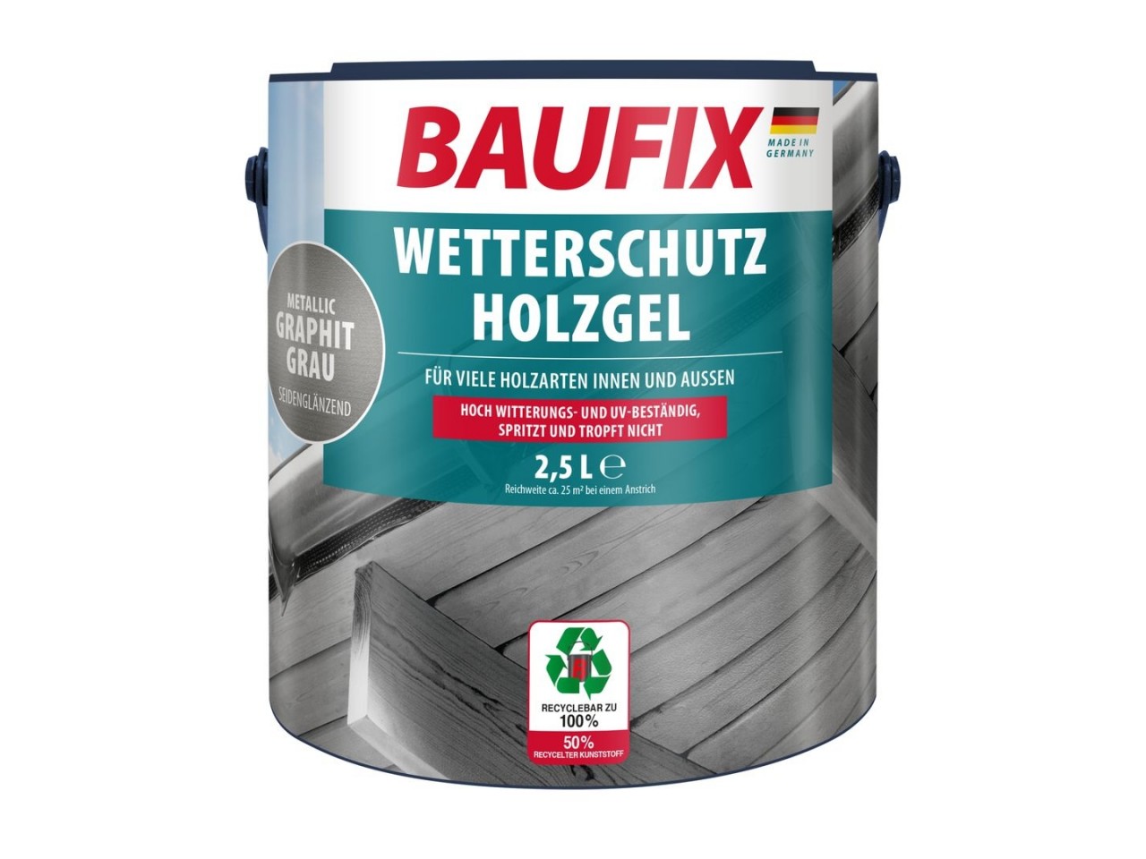 Houtbeschermende Gel- Beits grafietgrijs Metallic 2,5 Liter