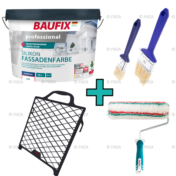 Professionele Siliconen Gevelverf wit 10 Liter + verwerkingset 1