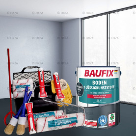 FIXZA Betonvloer Verf Voordeelverpakking met Verwerkingset antraciet grijs
