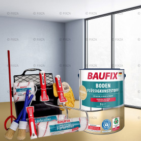 FIXZA Betonvloer Verf Voordeelverpakking met Verwerkingset zandgeel