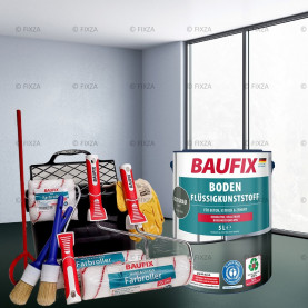 FIXZA Betonvloer Verf Voordeelverpakking met Verwerkingset zeildoekgrijs