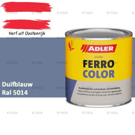 ADLER Ferrocolor 3-in-1 Roestwerend – Metaallak voor IJzer, Staal, Zink & Aluminium | Roestwerende Grond- & Deklaag voor Binnen & Buiten – Duifblauw RAL 5014