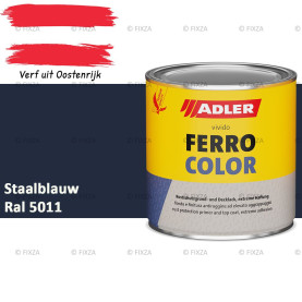 ADLER Ferrocolor 3-in-1 Roestwerend – Metaallak voor IJzer, Staal, Zink & Aluminium | Roestwerende Grond- & Deklaag voor Binnen & Buiten – Staalblauw RAL 5011