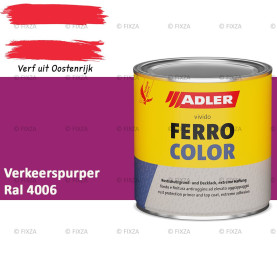 ADLER Ferrocolor 3-in-1 Roestwerend – Metaallak voor IJzer, Staal, Zink & Aluminium | Roestwerende Grond- & Deklaag voor Binnen & Buiten – Verkeerspurper RAL 4006