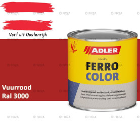 ADLER Ferrocolor 3-in-1 Roestwerend – Metaallak voor IJzer, Staal, Zink & Aluminium | Roestwerende Grond- & Deklaag voor Binnen & Buiten – Vuurrood RAL 3000