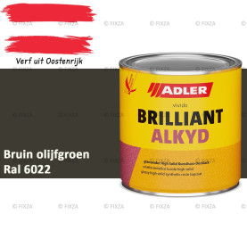 ADLER Brilliantalkyd Kunstharslak Hoogglans – Bruin olijfgroen – Binnen & Buiten – Lak voor Hout en Metaal – Sneldrogend & Krasvast