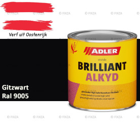 ADLER Brilliantalkyd Kunstharslak Hoogglans – Gitzwart – Binnen & Buiten – Lak voor Hout en Metaal – Sneldrogend & Krasvast