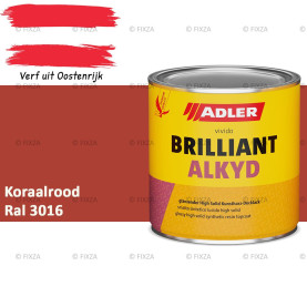ADLER Brilliantalkyd Kunstharslak Hoogglans – Koraalrood – Binnen & Buiten – Lak voor Hout en Metaal – Sneldrogend & Krasvast