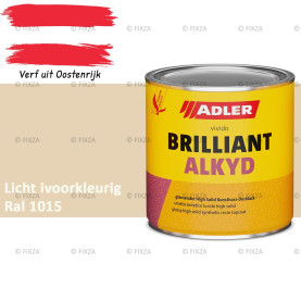 ADLER Brilliantalkyd Kunstharslak Hoogglans – Licht ivoorkleurig – Binnen & Buiten – Lak voor Hout en Metaal – Sneldrogend & Krasvast