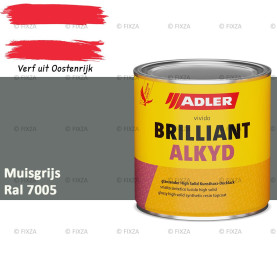 ADLER Brilliantalkyd Kunstharslak Hoogglans – Muisgrijs – Binnen & Buiten – Lak voor Hout en Metaal – Sneldrogend & Krasvast