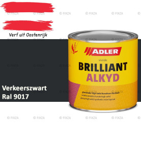 ADLER Brilliantalkyd Kunstharslak Hoogglans – Verkeerszwart – Binnen & Buiten – Lak voor Hout en Metaal – Sneldrogend & Krasvast
