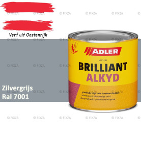ADLER Brilliantalkyd Kunstharslak Hoogglans – Zilvergrijs – Binnen & Buiten – Lak voor Hout en Metaal – Sneldrogend & Krasvast