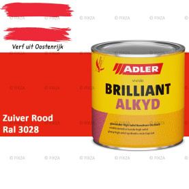 ADLER Brilliantalkyd Kunstharslak Hoogglans – Zuiver Rood – Binnen & Buiten – Lak voor Hout en Metaal – Sneldrogend & Krasvast