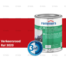 Multi- Lak 3in1 RAL 3020 Verkeersrood - lakverf voor Hout, Metaal en Kunststof