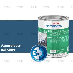 Multi- Lak 3in1 RAL 5009 Azuurblauw - lakverf voor Hout, Metaal en Kunststof