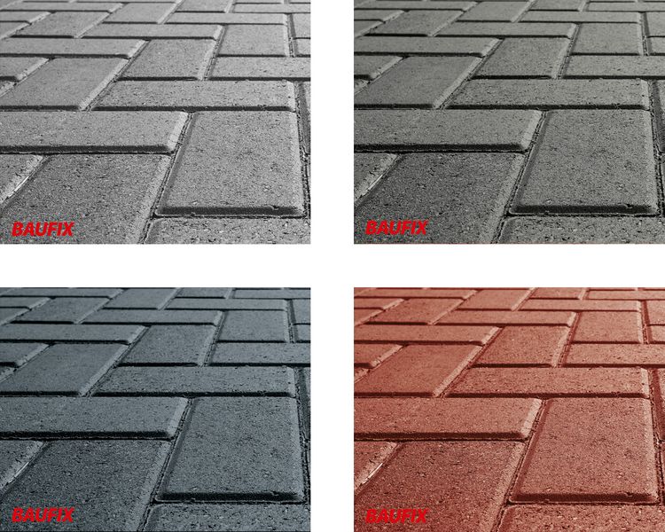 Verschillende kleuren impregnerende bestrating verf van Baufix Verschillende kleuren impregnerende bestrating verf van Baufix