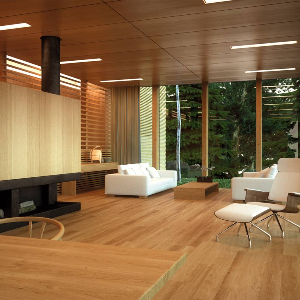 Multiplex beits Multiplex beits toegebracht op hout in de kamer